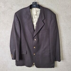 Mark Alexander Jacket Mens 42R Brown Check Tweed Blazer Silk Wool Blend 3 Button